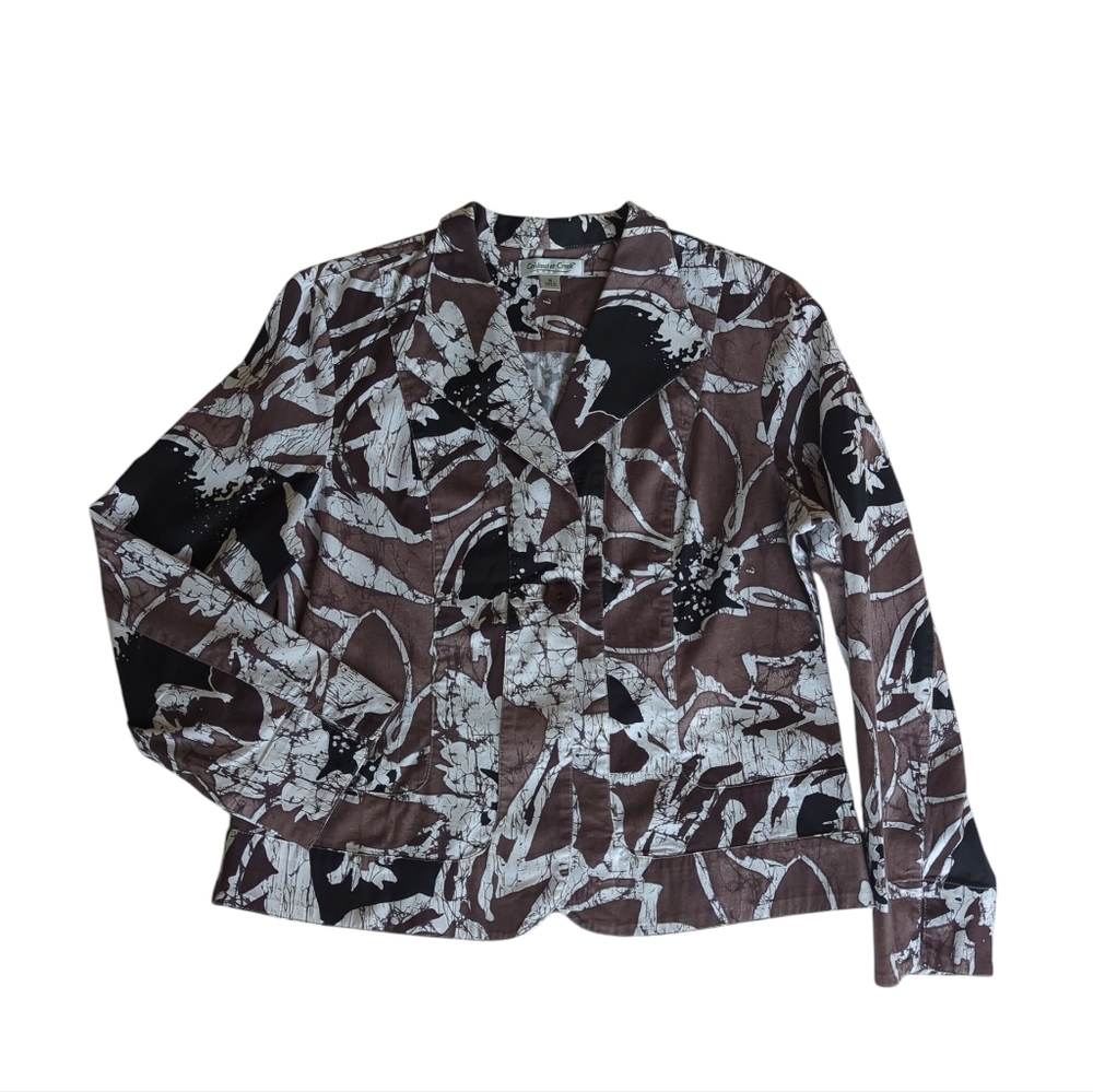Coldwater Creek Wilderness Single Button Blazer 16 Black Brown White
